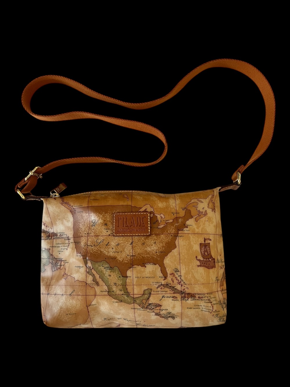 Alviero Martini 1A Classe Geo Classic World Map Crossbody Adjustable travel
Bag